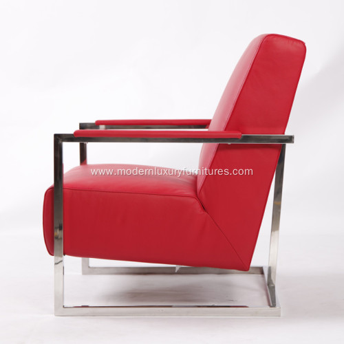 Elegant Modern Leather Armchair with Stainless Steel Frame